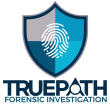 TruePath Forensic Investigation Logo with shield and fingerprint